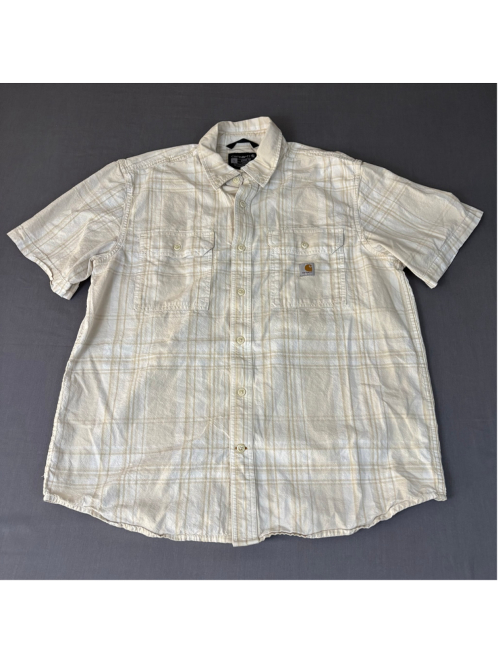 Carhartt Loose Fit Cream Plaid Work Shirt
